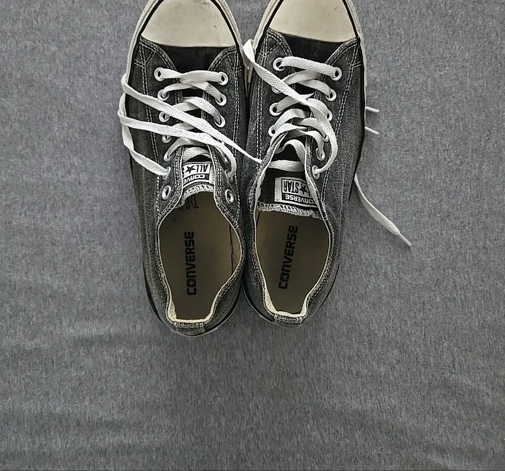 Converse Distressed Black & White Low-Top Canvas Sneakers